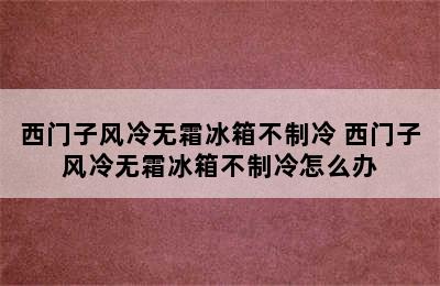 西门子风冷无霜冰箱不制冷 西门子风冷无霜冰箱不制冷怎么办